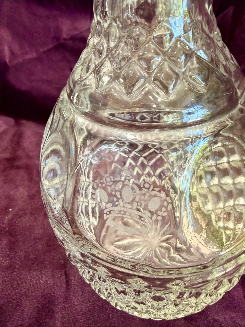 Princess House Clear Cut-Pattern Glass Decanter with Stopper